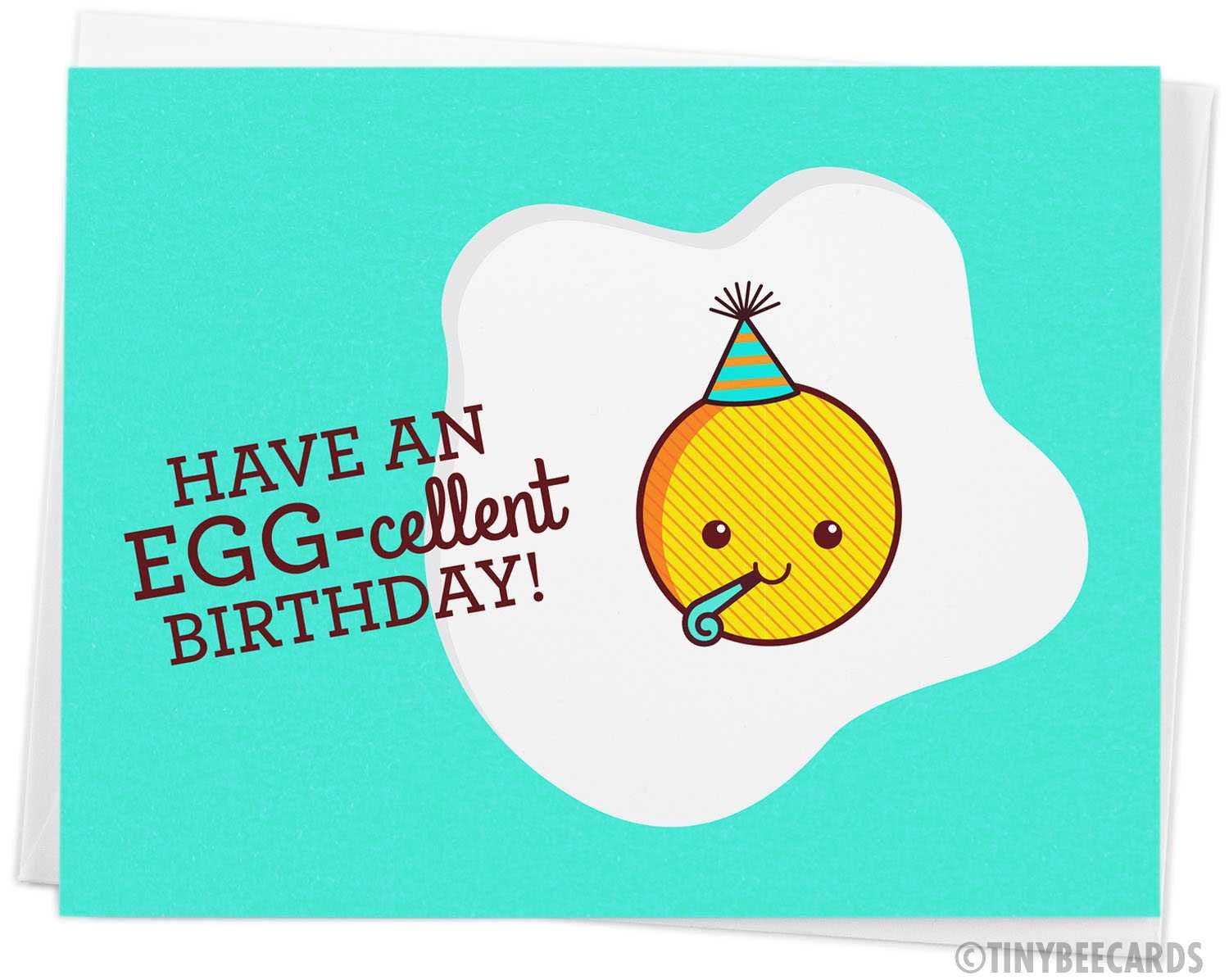 Pun Birthday Handcrafted Greeting Card "Have an EGG-cellent Birthday!" – TinyBeeCards